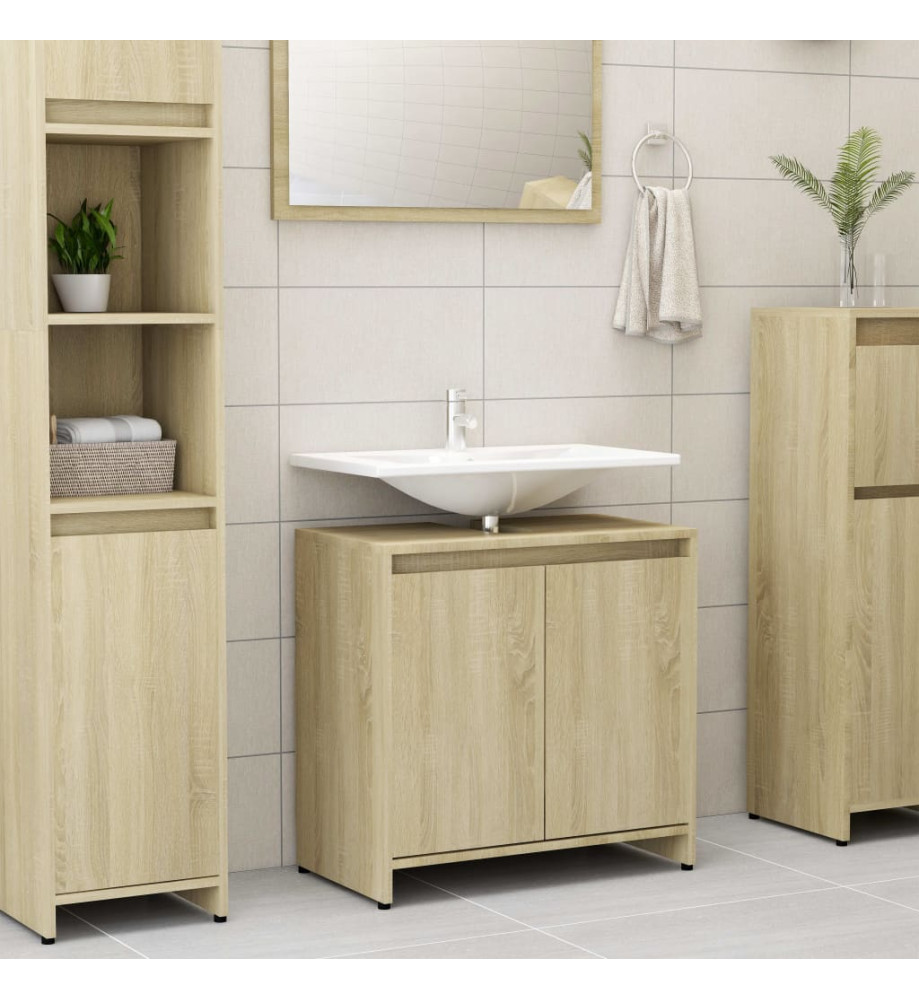 Armoire de salle de bain Chêne sonoma 60x33x61 cm Aggloméré