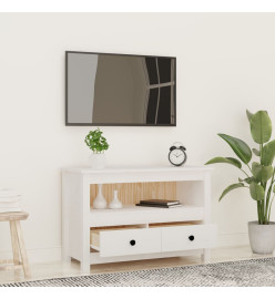 Meuble TV Blanc 79x35x52 cm Bois de pin massif