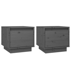 Tables de chevet 2 pcs Gris 35x34x32 cm Bois de pin solide