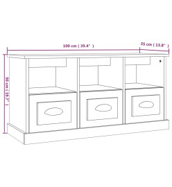 Meuble TV noir 100x35x50 cm bois d'ingénierie