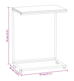 Table d'appoint avec roues Noir 55x35x70 cm Bois d'ingénierie