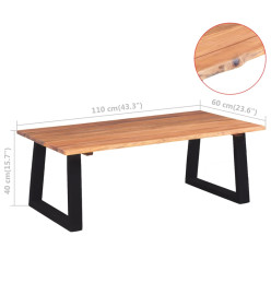 Table basse Bois d'acacia massif 110 x 60 x 40 cm