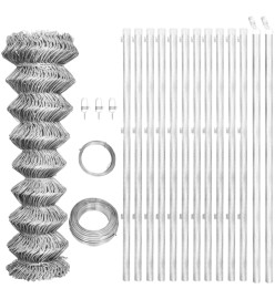 Clôture à mailles avec poteaux Acier galvanisé 25x0,8 m Argenté