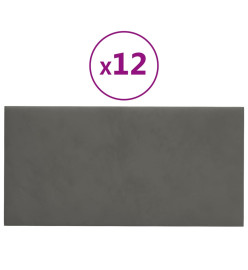 Panneaux muraux 12 pcs Gris foncé 60x30 cm Velours 2,16 m²