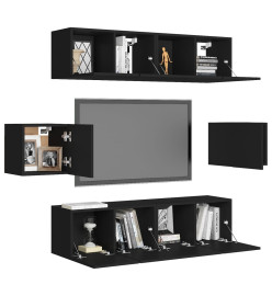 Ensemble de meuble TV 6 pcs Noir Aggloméré