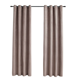 Rideaux occultants avec anneaux en métal 2 pcs Taupe 140x245 cm