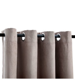 Rideaux occultants avec anneaux en métal 2 pcs Taupe 140x245 cm