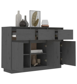 Buffet Gris 110x34x75 cm Bois massif de pin