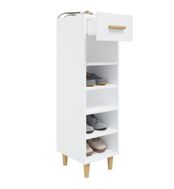 Armoire à chaussure Blanc brillant 30x35x105 cm Bois ingénierie