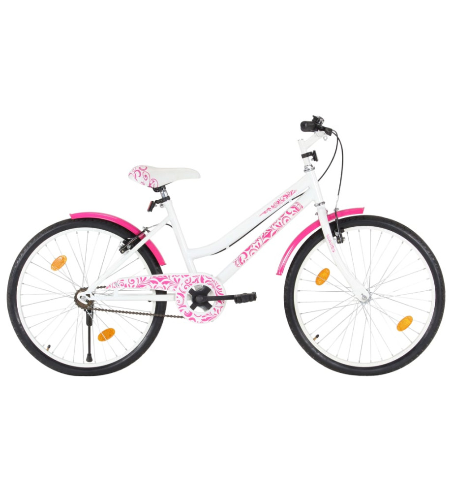 Vélo pour enfants 24 pouces Rose et blanc