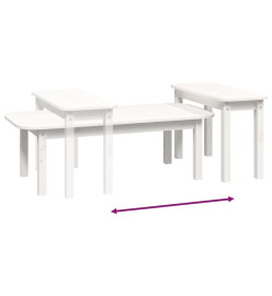 Ensemble de tables basses 2 pcs Blanc Bois massif de pin