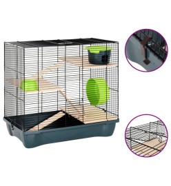 Cage pour hamsters gris 58x32x54 cm polypropylène et métal