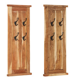 Porte-manteaux 2 pcs Bois massif d'acacia 38x100 cm