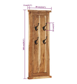 Porte-manteaux 2 pcs Bois massif d'acacia 38x100 cm