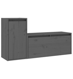 Meubles TV 2 pcs Gris Bois massif de pin