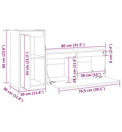 Meubles TV 2 pcs Gris Bois massif de pin