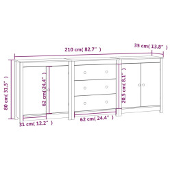 Buffet Marron miel 210x35x80 cm Bois massif de pin