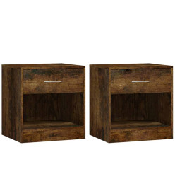 Tables de chevet 2 pcs avec tiroir Chêne fumé