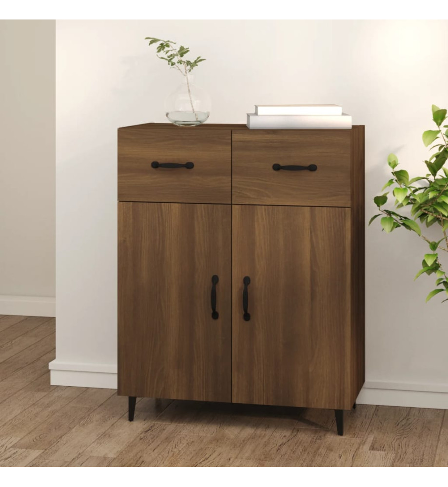 Buffet chêne marron 69,5x34x90 cm bois d'ingénierie