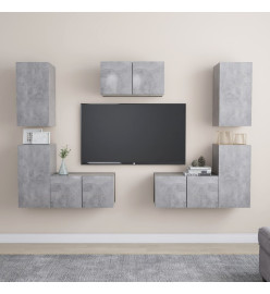 Ensemble de meubles TV 7 pcs Gris béton Aggloméré