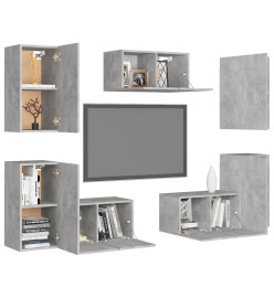 Ensemble de meubles TV 7 pcs Gris béton Aggloméré