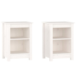 Tables de chevet 2 pcs Blanc 40x35x55 cm Bois de pin solide