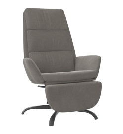 Chaise de relaxation avec repose-pied Gris clair Velours