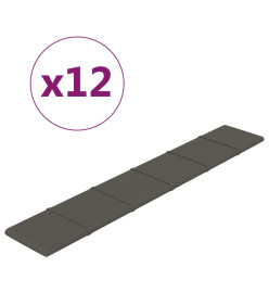 Panneaux muraux 12 pcs Gris foncé 90x15 cm Velours 1,62 m²