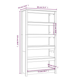 Bibliothèque Blanc 80x35x154 cm Bois de pin massif