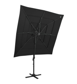 Parasol à 4 niveaux avec mât en aluminium Noir 250x250 cm