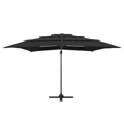 Parasol à 4 niveaux avec mât en aluminium Noir 250x250 cm