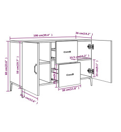 Buffet chêne sonoma 100x36x60 cm bois d'ingénierie