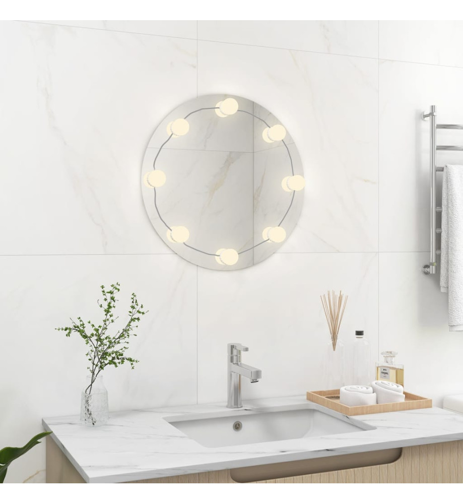 Miroir mural avec lampes LED Rond Verre