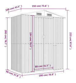 Abri de jardin Marron foncé 192x108x223 cm Acier galvanisé