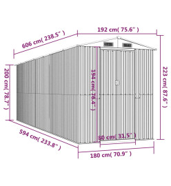 Abri de jardin Marron foncé 192x606x223 cm Acier galvanisé