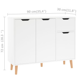 Buffet Blanc brillant 90x30x72 cm Aggloméré