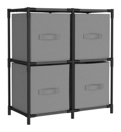 Armoire de rangement 4 paniers en tissu Gris 63x30x71 cm Acier