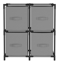 Armoire de rangement 4 paniers en tissu Gris 63x30x71 cm Acier