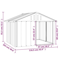 Niche pour chien Anthracite 116,5x103x81,5 cm Acier galvanisé