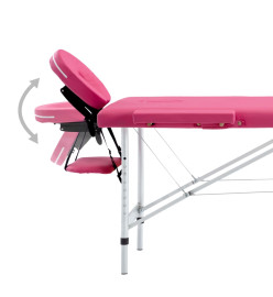 Table de massage pliable 4 zones Aluminium Rose