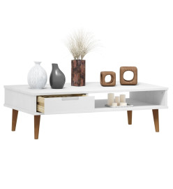 Table basse MOLDE Blanc 100x55x31 cm Bois de pin massif