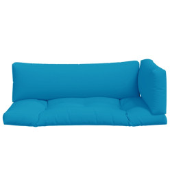 Coussins de palette 3 pcs bleu tissu