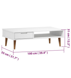 Table basse MOLDE Blanc 100x55x31 cm Bois de pin massif