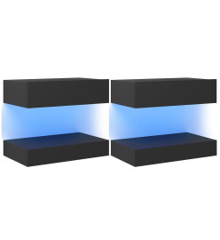 Meubles TV avec lumières LED 2 pcs gris 60x35 cm