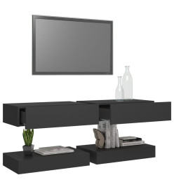 Meubles TV avec lumières LED 2 pcs gris 60x35 cm