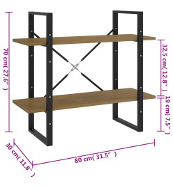 Bibliothèque à 2 niveaux Marron 80x30x70 cm Bois de pin massif