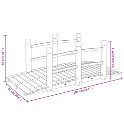 Pont de jardin avec garde-corps 150x67x56cm bois massif épicéa
