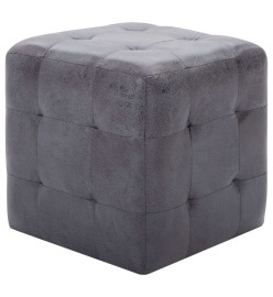 2 pcs Poufs Gris 30 x 30 x 30 cm Similicuir daim