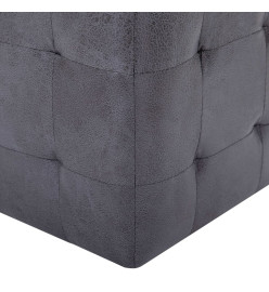 2 pcs Poufs Gris 30 x 30 x 30 cm Similicuir daim