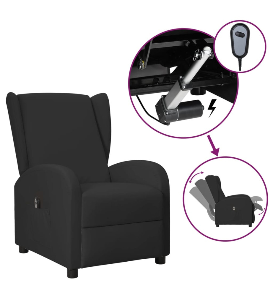 Fauteuil inclinable électrique à oreilles Noir Similicuir